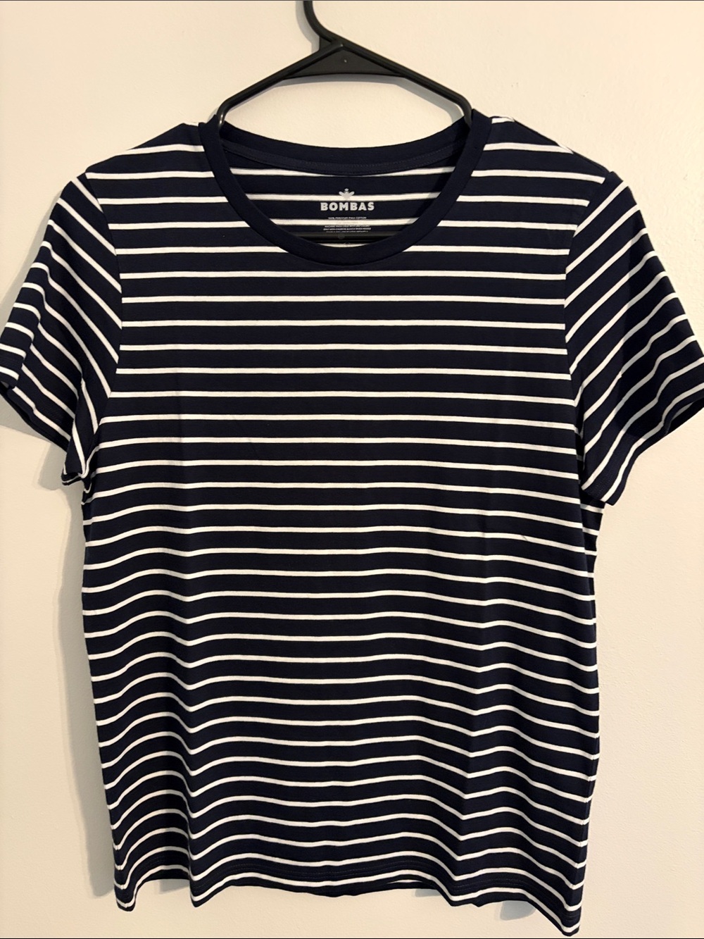 Bombas Navy and White Striped Crewneck Tee
